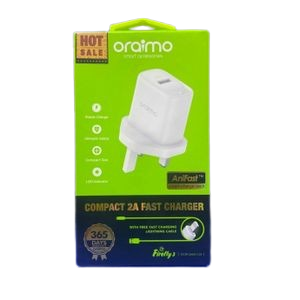 Oraimo Compact 2A Fast Charger With Iphone Cable